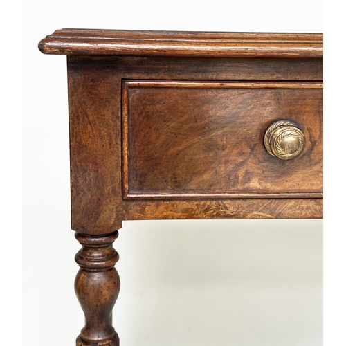 183 - HALL TABLE, George III design bur walnut and crossbanded with five frieze drawers and reeded taperin... 