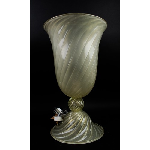 543 - MURANO GLASS TABLE LAMPS, a pair, urn shaded, with aventurine gold inclusions, 51cm H approx. (2)