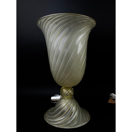 543 - MURANO GLASS TABLE LAMPS, a pair, urn shaded, with aventurine gold inclusions, 51cm H approx. (2)