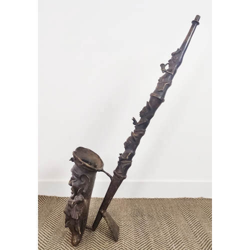 18 - BAMOUN BRONZE PIPE, Cameroon, 105cm H.