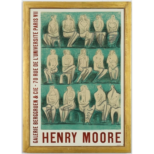 103 - HENRY MOORE, Galerie Berggruen, lithographic poster 1957 printed by Mourlot, gilt frame, 62.5cm x 42... 