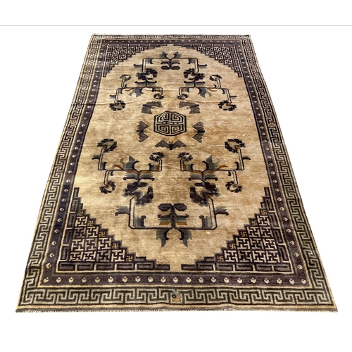 128 - CHINESE RUG, 248cm x 153cm, bat design.