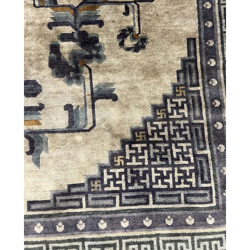 128 - CHINESE RUG, 248cm x 153cm, bat design.