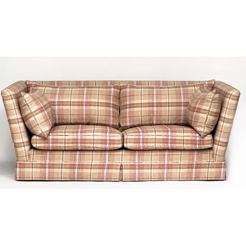 130 - KNOLE SOFA, 'Bamboo Flint' check fabric upholstered, 212cm W.