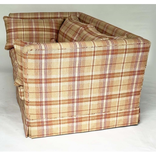 130 - KNOLE SOFA, 'Bamboo Flint' check fabric upholstered, 212cm W.