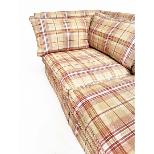 130 - KNOLE SOFA, 'Bamboo Flint' check fabric upholstered, 212cm W.