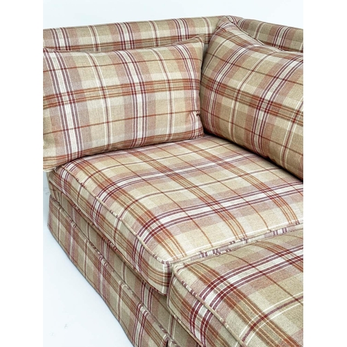 130 - KNOLE SOFA, 'Bamboo Flint' check fabric upholstered, 212cm W.