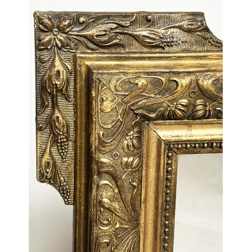 132 - WALL MIRROR, 19th century French giltwood and gesso moulded, 70cm W x 97cm H.