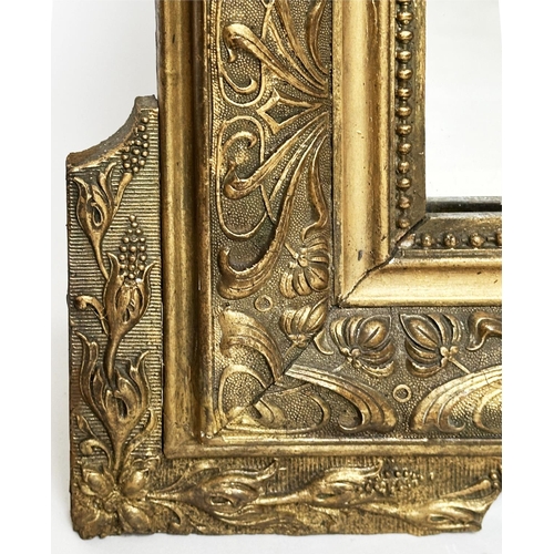 132 - WALL MIRROR, 19th century French giltwood and gesso moulded, 70cm W x 97cm H.