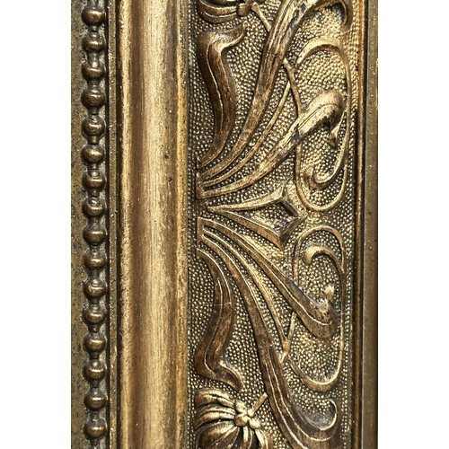 132 - WALL MIRROR, 19th century French giltwood and gesso moulded, 70cm W x 97cm H.