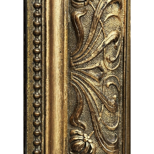 132 - WALL MIRROR, 19th century French giltwood and gesso moulded, 70cm W x 97cm H.