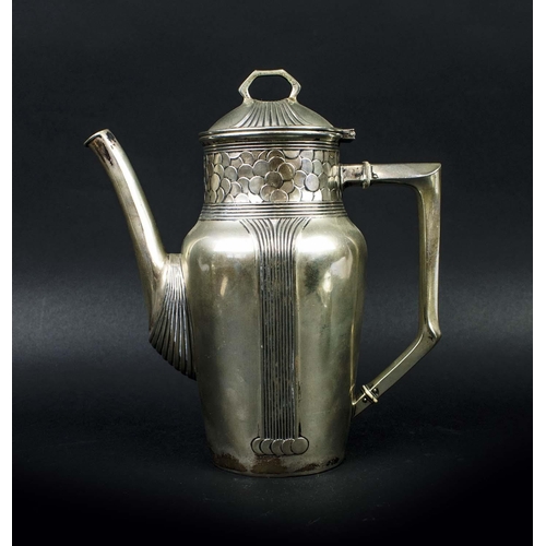 15 - ART NOUVEAU SECESSIONIST, four piece coffee service, comprising a coffee pot lidded sugar, milk jug ... 