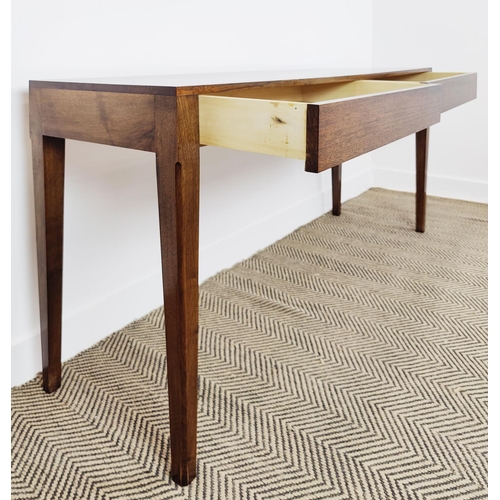 525 - CONSOLE TABLE, contemporary design with two frieze drawers, 40cm D x 85cm H x 135cm.