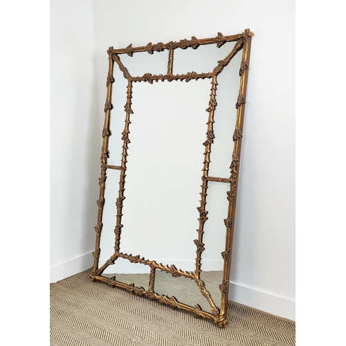 528 - WALL MIRROR, traditional style, gilt, oak leaf detail, 105cm x 157cm