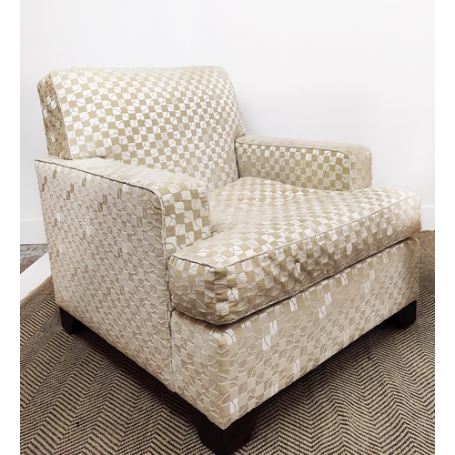 529 - KINGCOME ARMCHAIRS, a pair, in a checked geometric chenille, each 83cm W x 86cm H. (2)