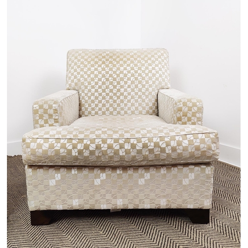 529 - KINGCOME ARMCHAIRS, a pair, in a checked geometric chenille, each 83cm W x 86cm H. (2)