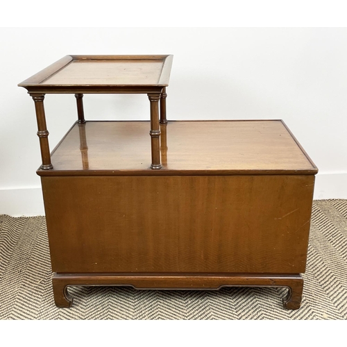 540 - BEDSIDE TABLES, a pair, mahogany, with raised open shelf and deep long drawer, 70cm x 50cm x 64cm. (... 