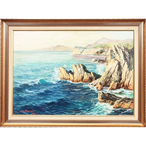 73 - GUIDO ODIERNO, 'Coasting, Amalfi', oil on canvas, 49cm x 69cm, signed, framed.