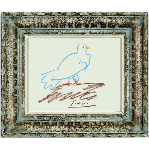 94 - AFTER PABLO PICASSO, Dove, off set lithograph, signed in the plate, French vintage frame, 23cm x 18c... 