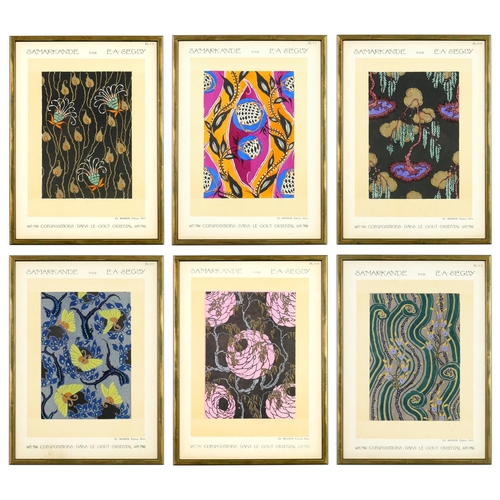 95 - EMILE A SEGUY, a set of six pochoir, stylized motifs from nature, rare suite: Samarkande, circa 1914... 