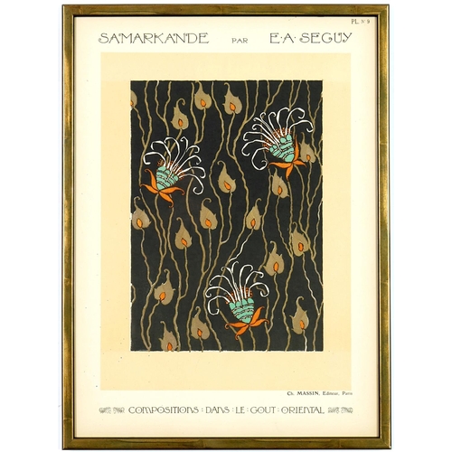 95 - EMILE A SEGUY, a set of six pochoir, stylized motifs from nature, rare suite: Samarkande, circa 1914... 