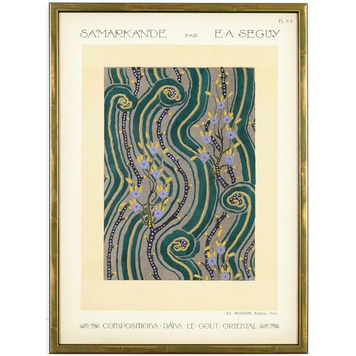 95 - EMILE A SEGUY, a set of six pochoir, stylized motifs from nature, rare suite: Samarkande, circa 1914... 