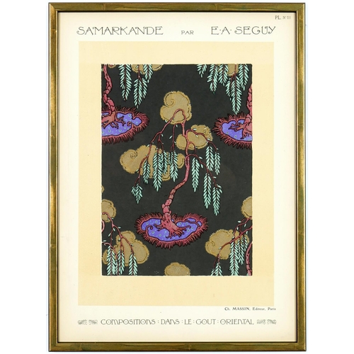 95 - EMILE A SEGUY, a set of six pochoir, stylized motifs from nature, rare suite: Samarkande, circa 1914... 