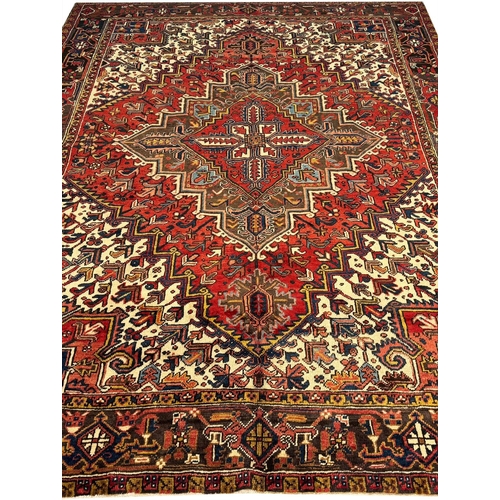 106 - VINTAGE PERSIAN HERIZ CARPET, 315cm x 243cm.