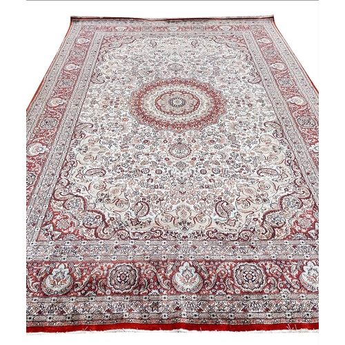 109 - FINE PURE SILK MOHTASHAM KASHAN DESIGN CARPET, 280cm x 180cm.