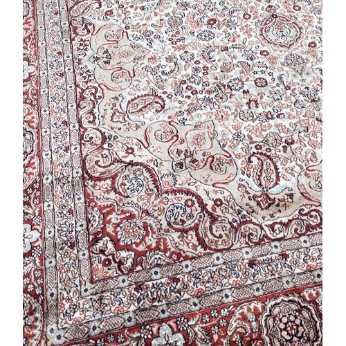 109 - FINE PURE SILK MOHTASHAM KASHAN DESIGN CARPET, 280cm x 180cm.