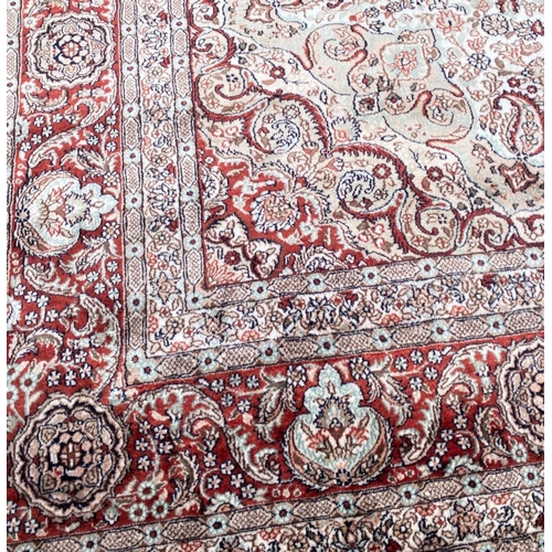 109 - FINE PURE SILK MOHTASHAM KASHAN DESIGN CARPET, 280cm x 180cm.