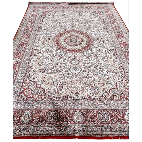 109 - FINE PURE SILK MOHTASHAM KASHAN DESIGN CARPET, 280cm x 180cm.