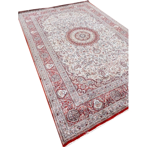 109 - FINE PURE SILK MOHTASHAM KASHAN DESIGN CARPET, 280cm x 180cm.