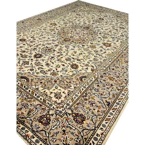 111 - FINE PERSIAN KURK KASHAN CARPET, 297cm x 205cm.