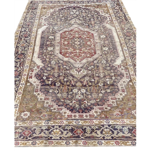 113 - FINE PURE SILK KUM KAPI DESIGN TURKISH RUG, 185cm x 130cm.