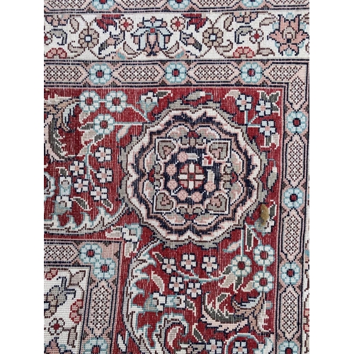 113 - FINE PURE SILK KUM KAPI DESIGN TURKISH RUG, 185cm x 130cm.