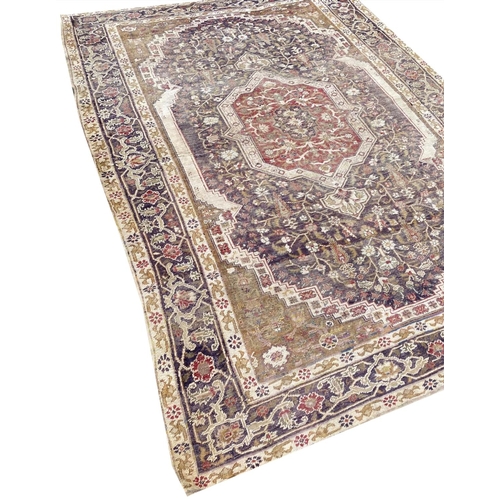 113 - FINE PURE SILK KUM KAPI DESIGN TURKISH RUG, 185cm x 130cm.