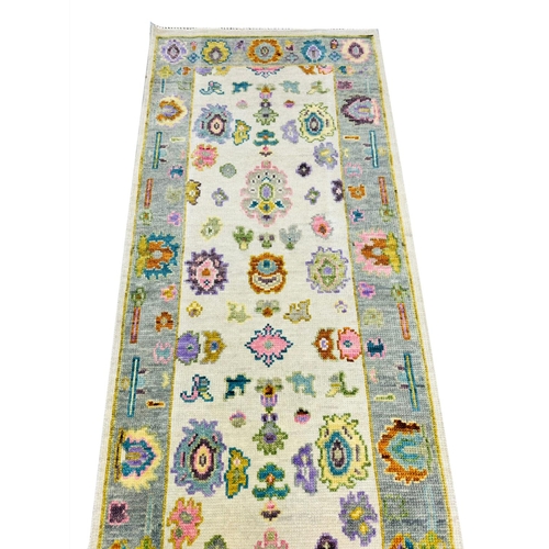 116 - FINE CONTEMPORARY OUSHAK RUNNER, 370cm x 78cm.