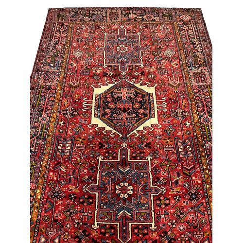 117 - ANTIQUE PERSIAN KARAJA KELLER CARPET, 442cm x 155cm.