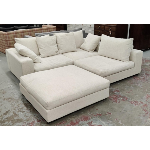 531 - CAMERICH CORNER SOFA, in a cream fabric 250cm wide by 225cm deep with footstool, 120cm W x 120cm D x... 