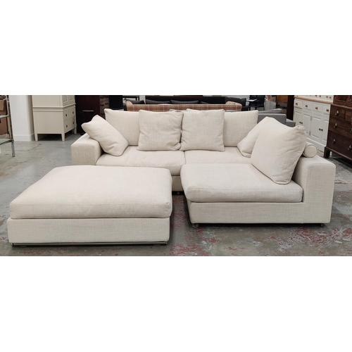 531 - CAMERICH CORNER SOFA, in a cream fabric 250cm wide by 225cm deep with footstool, 120cm W x 120cm D x... 