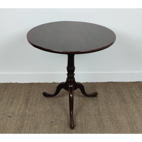 533 - CIRCULAR TABLE, mahogany with bird cage action on a turned column and tripod supports, 72cm W x 75cm... 