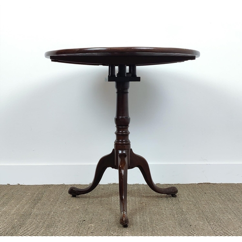 533 - CIRCULAR TABLE, mahogany with bird cage action on a turned column and tripod supports, 72cm W x 75cm... 