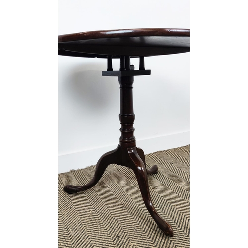 533 - CIRCULAR TABLE, mahogany with bird cage action on a turned column and tripod supports, 72cm W x 75cm... 