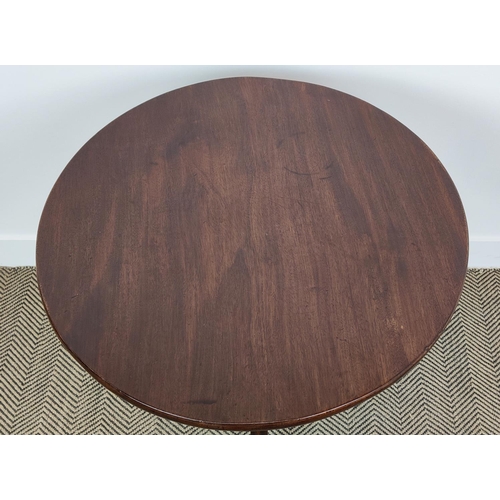 533 - CIRCULAR TABLE, mahogany with bird cage action on a turned column and tripod supports, 72cm W x 75cm... 