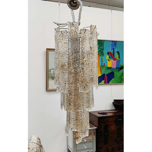 549 - MURANO CHANDELIER, mid-century, speckled glass drops, 62cm drop approx.