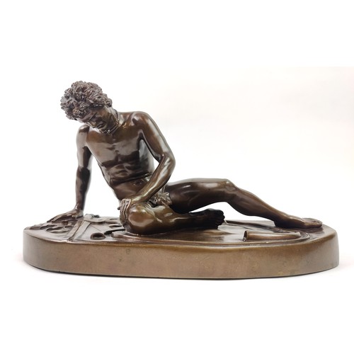 1 - BRONZE FIGURE, 'The Dying Gaul', after the ancient Roman marble, inscribed F. Barbedienne Foundry, 3... 