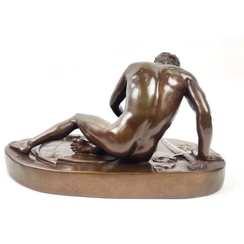 1 - BRONZE FIGURE, 'The Dying Gaul', after the ancient Roman marble, inscribed F. Barbedienne Foundry, 3... 