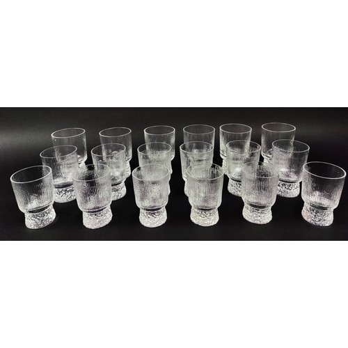 13 - WHITEFRIARS GLASS, late 20th century lead crystal 'Eiger' design, three sets of six each. (18)