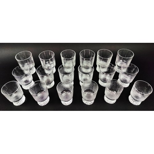 13 - WHITEFRIARS GLASS, late 20th century lead crystal 'Eiger' design, three sets of six each. (18)